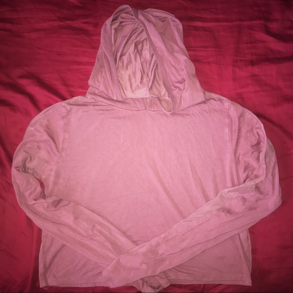 Forever 21 Dark Pink Crop Workout Hoodie